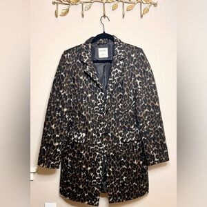 Old Navy Single-Breasted Leopard Print Pea Coat